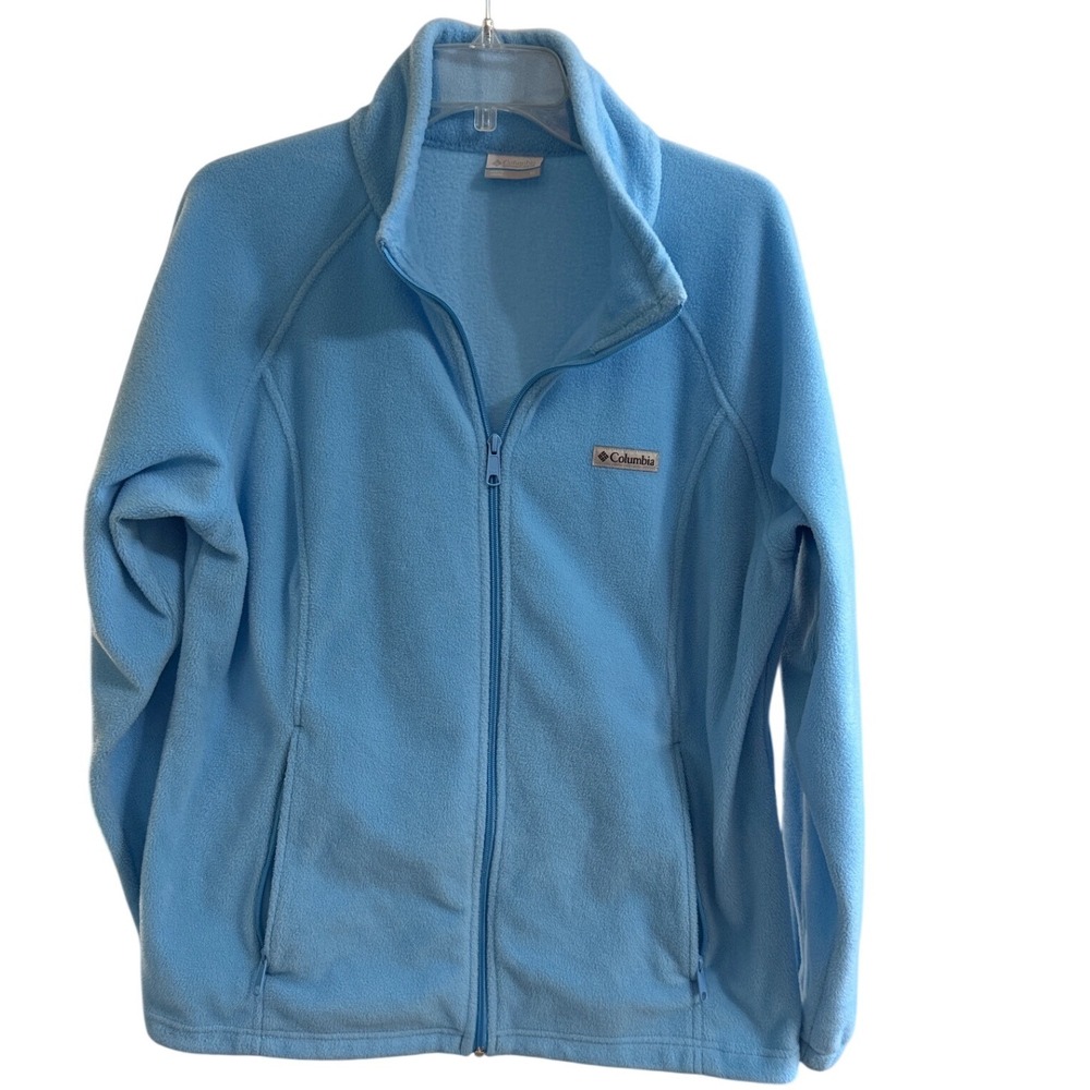 Columbia Fleece Jacket Womens 1X Blue Full Zip Mock Neck Hiking Gorpcore XW6578